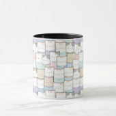 Niedlich Doodle Kitten Faces Pattern Tasse (Zentrum)