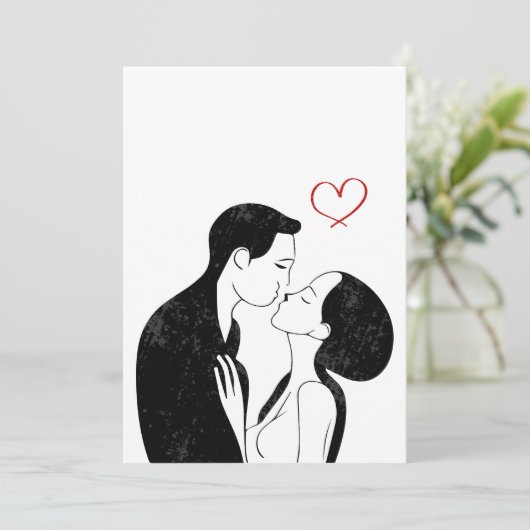 Niedlich Doodle Liebe Herz Romantischer Kuss Einladung (Stehend Vorderseite)