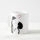 Niedlich Doodle Liebe Herz Romantischer Kuss Kaffeetasse (Vorderseite Links)