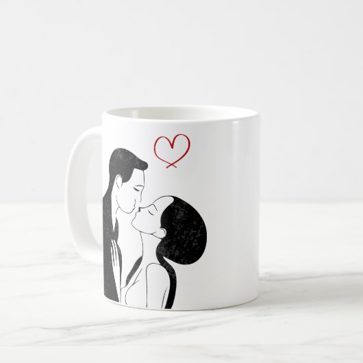 Niedlich Doodle Liebe Herz Romantischer Kuss Kaffeetasse (Vorderseite Links)