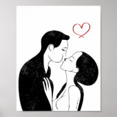 Niedlich Doodle Liebe Herz Romantischer Kuss Poster (Vorne)