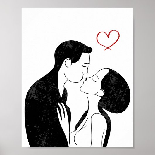 Niedlich Doodle Liebe Herz Romantischer Kuss Poster (Vorne)