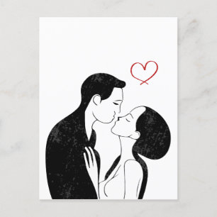 Niedlich Doodle Liebe Herz Romantischer Kuss Postkarte