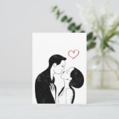 Niedlich Doodle Liebe Herz Romantischer Kuss Postkarte (Stehend Vorderseite)