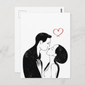 Niedlich Doodle Liebe Herz Romantischer Kuss Postkarte (Vorne/Hinten)