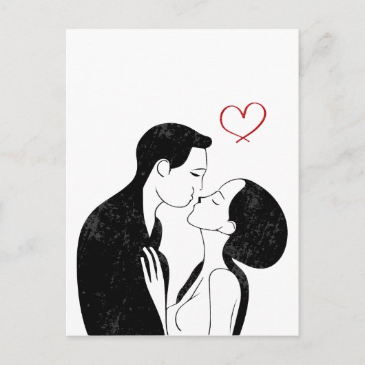 Niedlich Doodle Liebe Herz Romantischer Kuss Postkarte (Vorderseite)