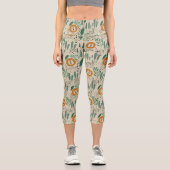Niedlich Doodle Lion Jungle Regenwaldmuster Capri Leggings (Vorderseite)