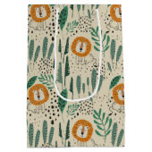 Niedlich Doodle Lion Jungle Regenwaldmuster Mittlere Geschenktüte (Rückseite)