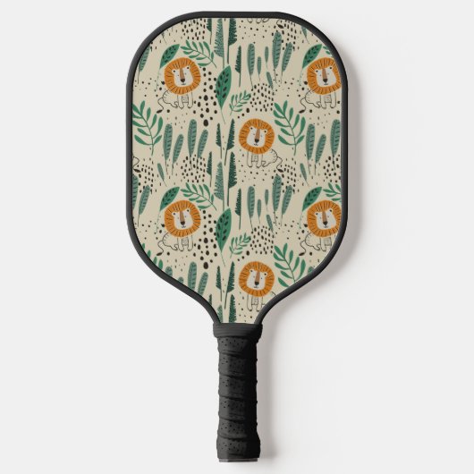 Niedlich Doodle Lion Jungle Regenwaldmuster Pickleball Schläger (Vorderseite)