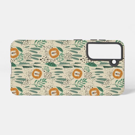 Niedlich Doodle Lion Jungle Regenwaldmuster Samsung Galaxy Hülle (Rückseite (Horizontal))