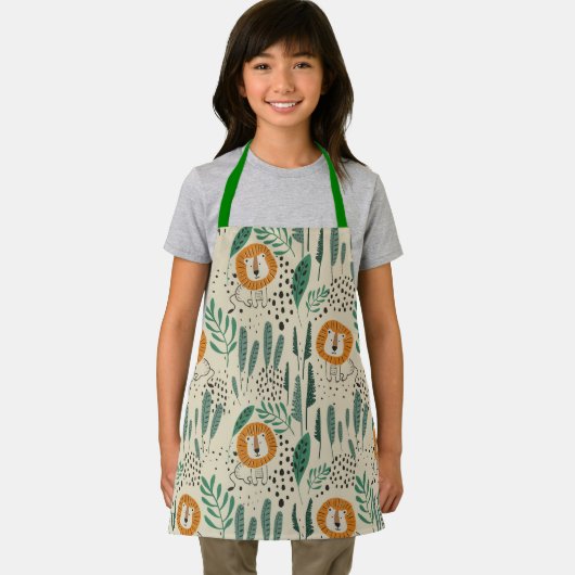 Niedlich Doodle Lion Jungle Regenwaldmuster Schürze (Insitu)