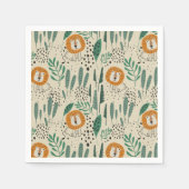 Niedlich Doodle Lion Jungle Regenwaldmuster Serviette (Vorderseite)