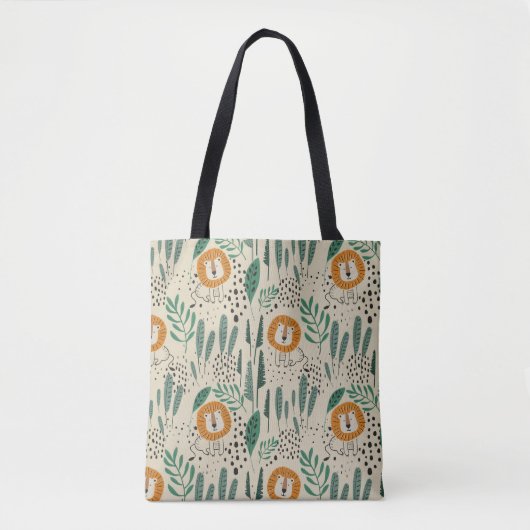 Niedlich Doodle Lion Jungle Regenwaldmuster Tasche (Vorderseite)