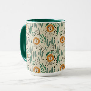 Niedlich Doodle Lion Jungle Regenwaldmuster Tasse