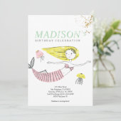 Niedlich Doodle Mermaid Imitate Gold Geburtstag Ei Einladung (Stehend Vorderseite)