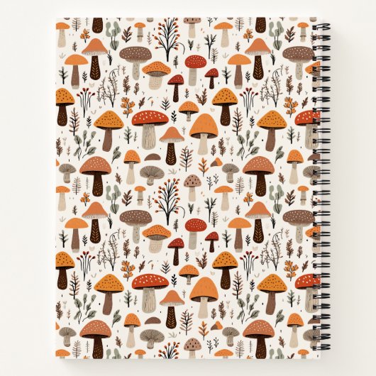 Niedlich Doodle Mushroom-Muster | SpiralNotebook Notizblock (Rückseite)
