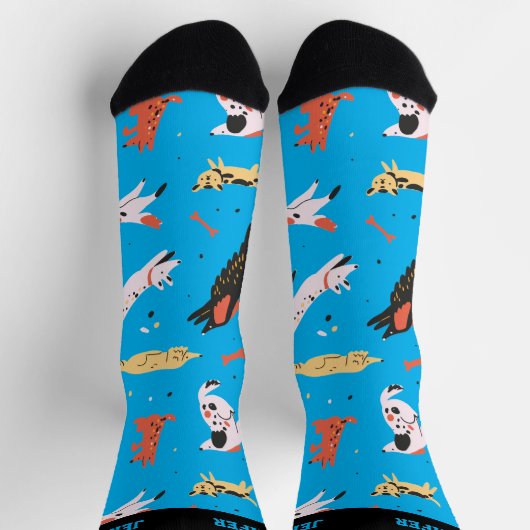 Niedlich Doodle Muster Retro Puppy Lover Socken (Oben)