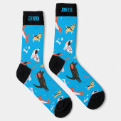 Niedlich Doodle Muster Retro Puppy Lover Socken (Rechts)
