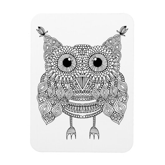 Niedlich Doodle Owl Magnet (Vertikal)