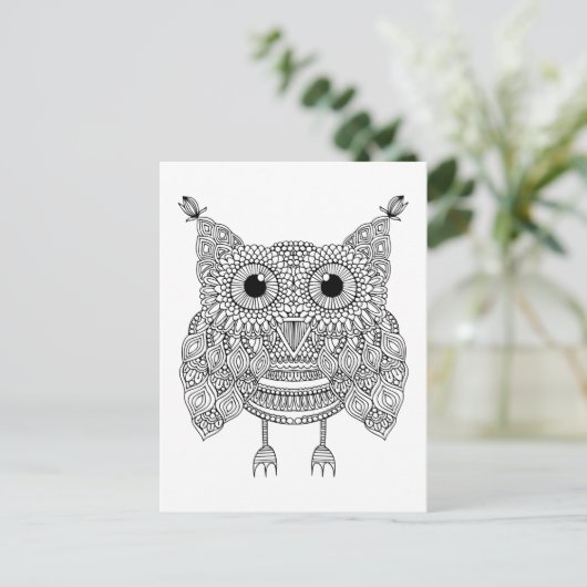 Niedlich Doodle Owl Postkarte (Stehend Vorderseite)