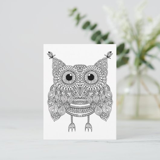 Niedlich Doodle Owl Postkarte (Stehend Vorderseite)