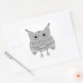 Niedlich Doodle Owl Quadratischer Aufkleber (Umschlag)