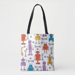 Niedlich doodle Roboter. Nahtloses Muster. Cartoon Tasche