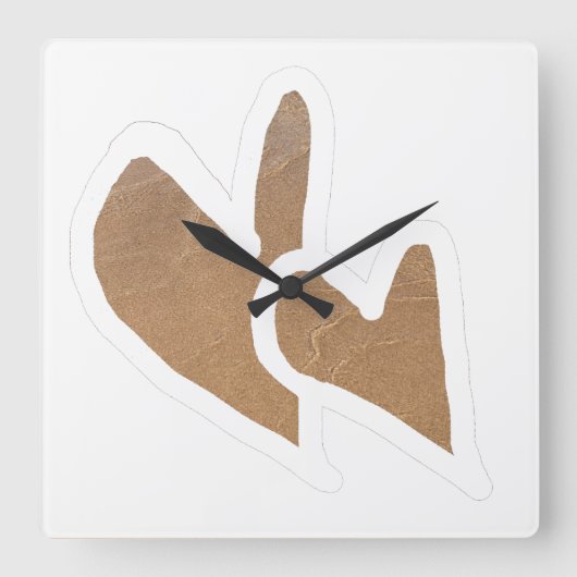 Niedlich Doodle Sand Hearts Coastal Sandy Beach 20 Quadratische Wanduhr (Vorderseite)