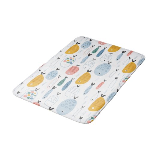 Niedlich Doodle School of Fish Pattern Badematte (Schrägansicht)