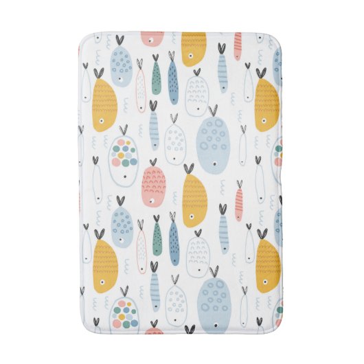 Niedlich Doodle School of Fish Pattern Badematte (Vorderseite Vertikal)