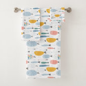 Niedlich Doodle School of Fish Pattern Badhandtuch Set (Insitu)