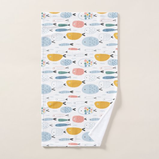Niedlich Doodle School of Fish Pattern Badhandtuch Set (Handtuch)