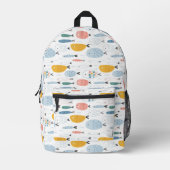 Niedlich Doodle School of Fish Pattern Bedruckter Rucksack (Vorderseite)