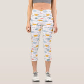 Niedlich Doodle School of Fish Pattern Capri Leggings (Vorderseite)