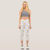 Niedlich Doodle School of Fish Pattern Capri Leggings (Vorderseite)