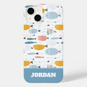 Niedlich Doodle School of Fish Pattern Case-Mate iPhone 14 Hülle