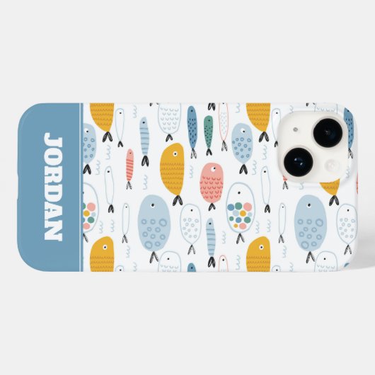 Niedlich Doodle School of Fish Pattern Case-Mate iPhone Hülle (Rückseite (Horizontal))