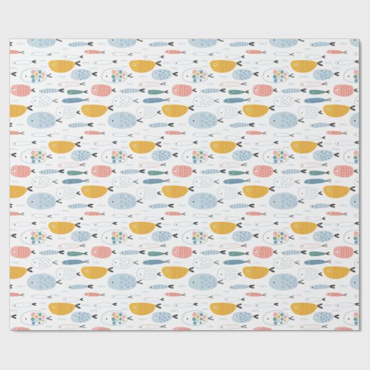 Niedlich Doodle School of Fish Pattern Geschenkpapier (Flach)