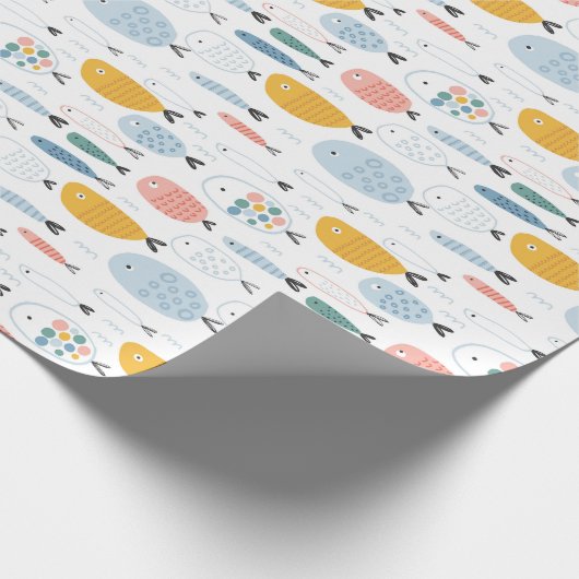 Niedlich Doodle School of Fish Pattern Geschenkpapier (Ecke)