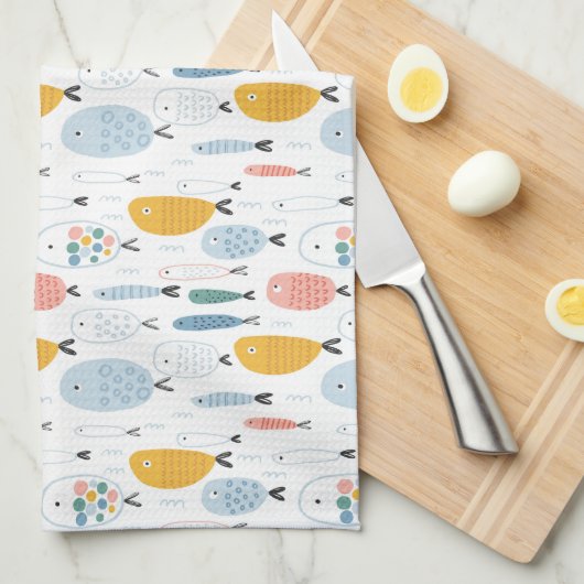Niedlich Doodle School of Fish Pattern Geschirrtuch (Viertel Falte)