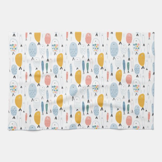 Niedlich Doodle School of Fish Pattern Geschirrtuch (Horizontal)