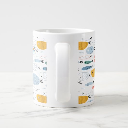Niedlich Doodle School of Fish Pattern Jumbo-Tasse (Rückseite)