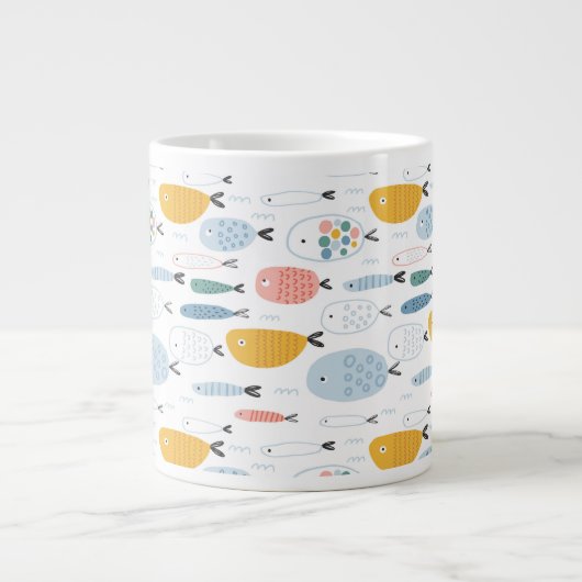 Niedlich Doodle School of Fish Pattern Jumbo-Tasse (Vorderseite)