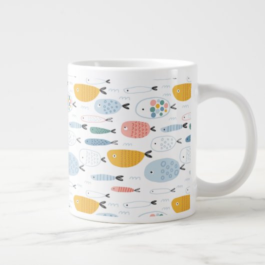 Niedlich Doodle School of Fish Pattern Jumbo-Tasse (Rechts)