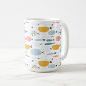 Niedlich Doodle School of Fish Pattern Kaffeetasse (VorderseiteRechts)