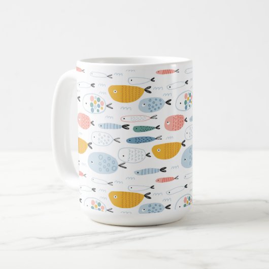 Niedlich Doodle School of Fish Pattern Kaffeetasse (Vorderseite Links)