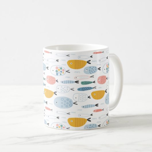 Niedlich Doodle School of Fish Pattern Kaffeetasse (VorderseiteRechts)
