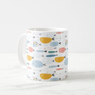 Niedlich Doodle School of Fish Pattern Kaffeetasse