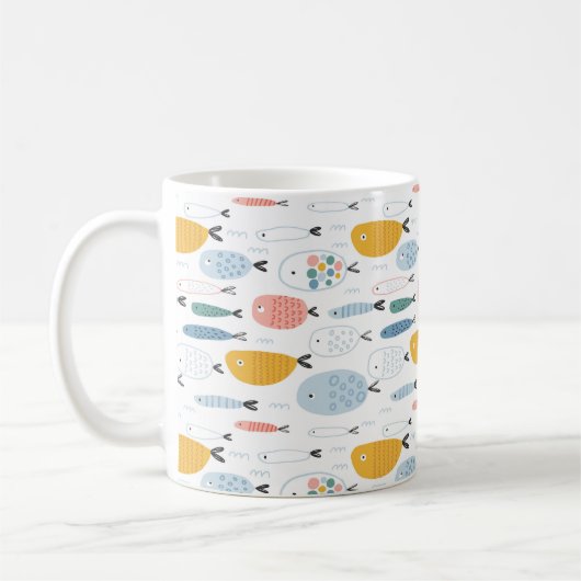 Niedlich Doodle School of Fish Pattern Kaffeetasse (Links)