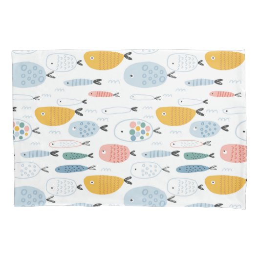 Niedlich Doodle School of Fish Pattern Kissenbezug (Vorderseite)